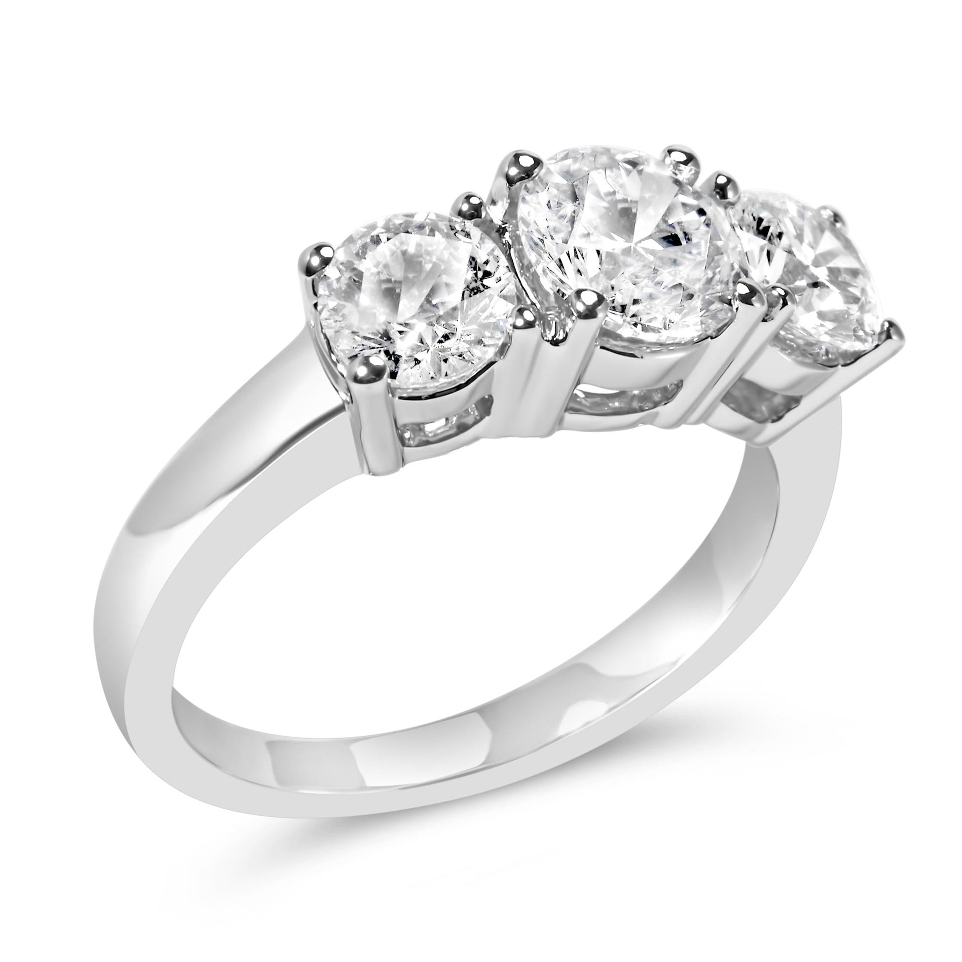 14K White Gold 2.00 Cttw Lab Grown Diamond 3 Stone Ring Band (F-G Color, VS1-VS2 Clarity)-4