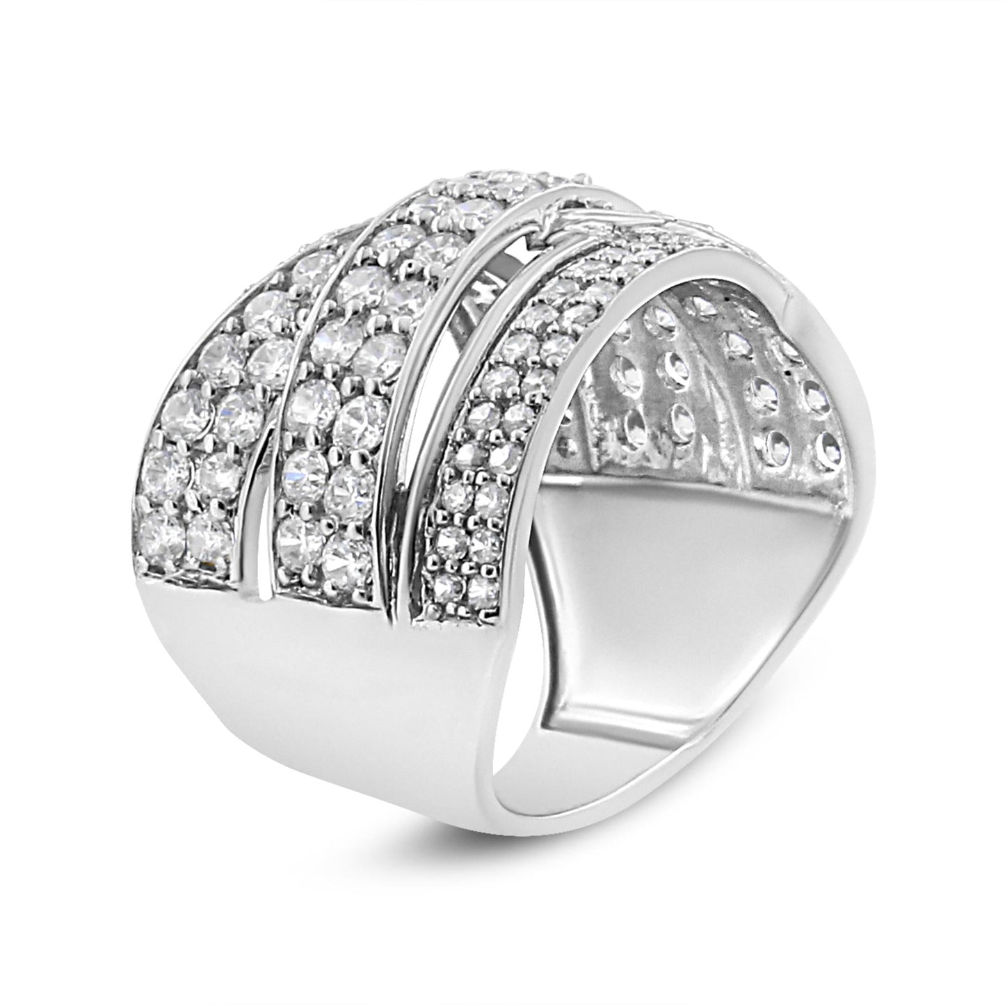 .925 Sterling Silver 2.00 Cttw Round-Cut Diamond Overlapping Bypass Band Ring (I-J Color, I2-I3 Clarity)-2