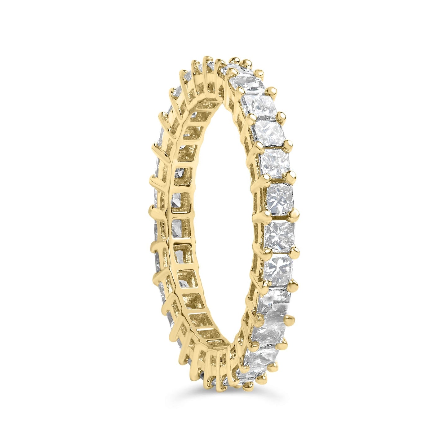 14K Yellow Gold 2.00 Cttw Shared Prong Set Princess Cut Diamond Eternity Band Ring (J-K Color, SI1-SI2 Clarity) - Ring Size 7