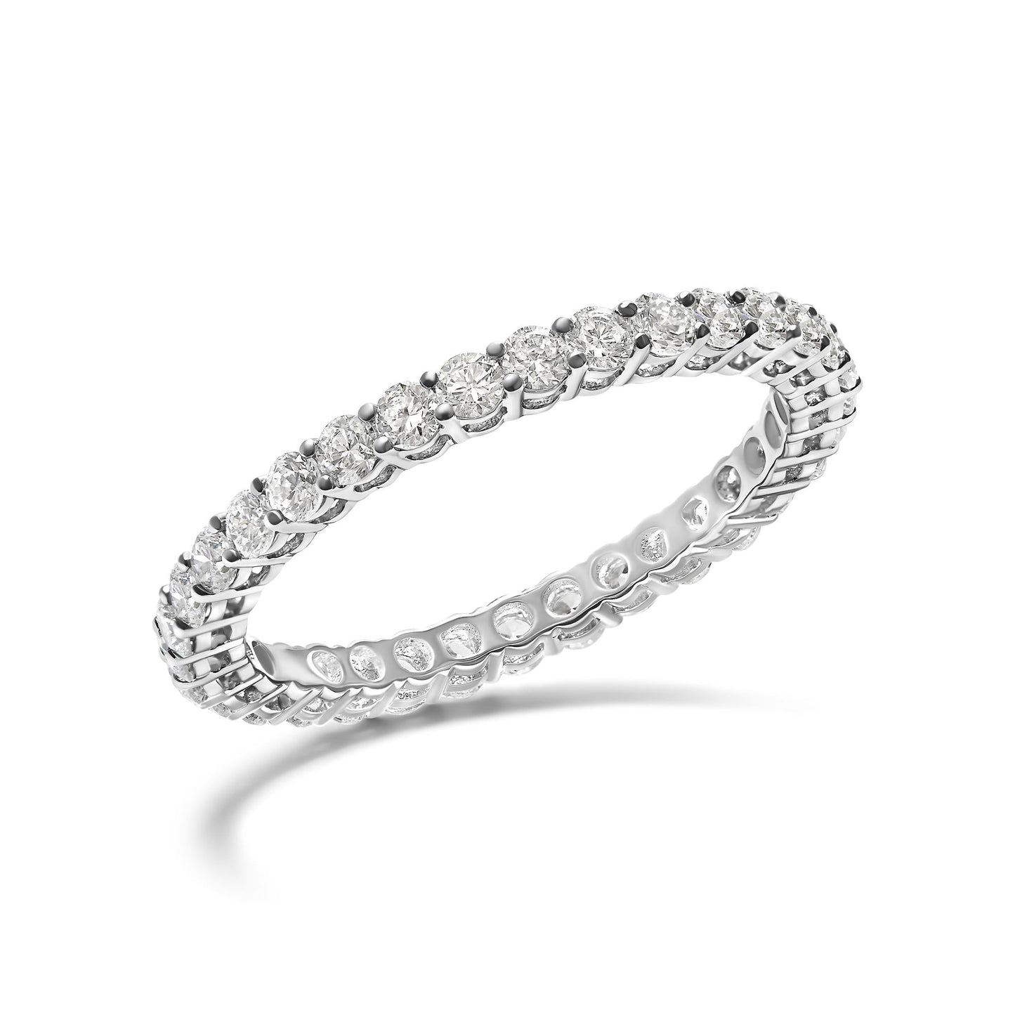 14K White Gold 1.00 Cttw Lab-Grown Diamond Shared Prong Set Eternity Band Ring (F-G Color, VS1-VS2)-2