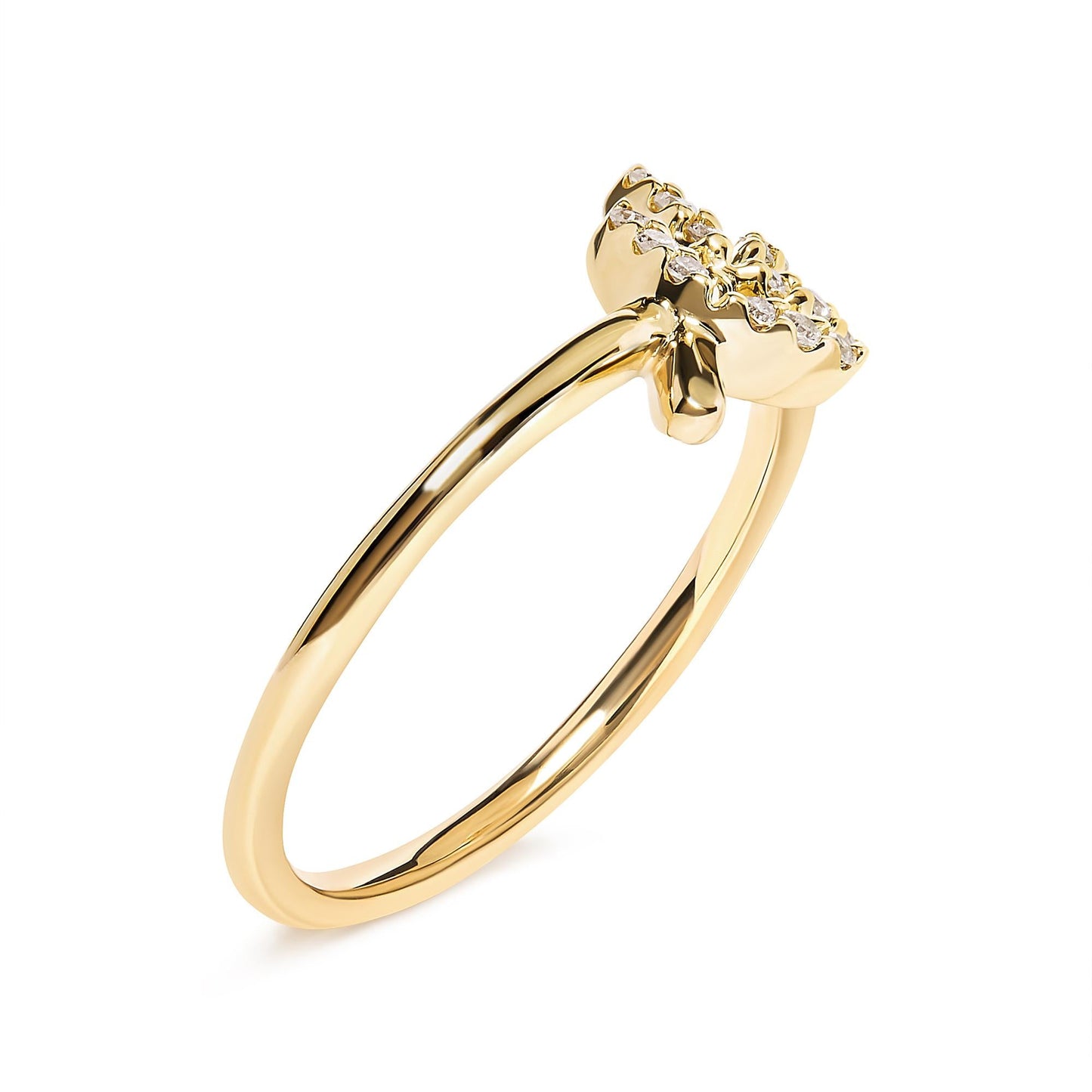 10K Yellow Gold 1/10 Cttw Diamond Leaf and Branch Ring (H-I Color, I1-I2 Clarity)-2