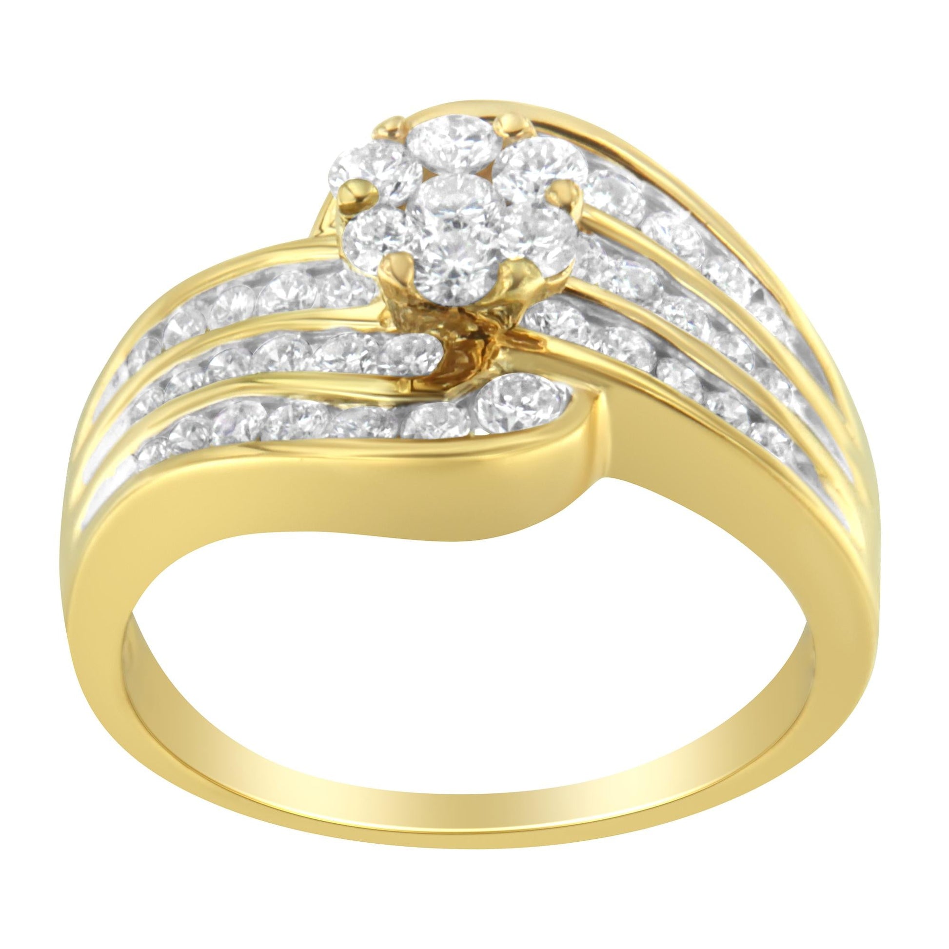 14K Yellow Gold Diamond Cocktail Bypass Ring (1 1/2 Cttw, H-I Color, SI2-I1 Clarity)-2