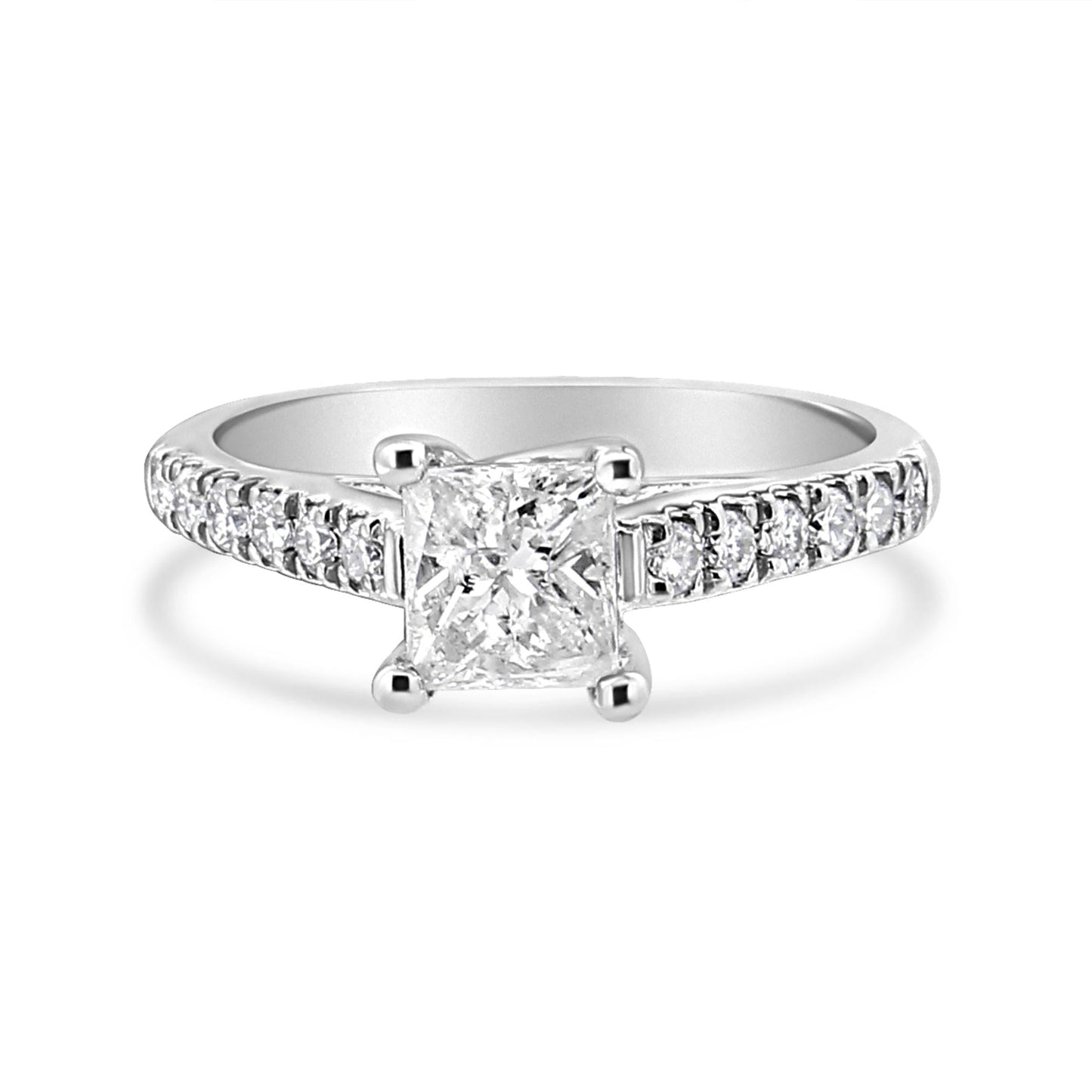 14K White Gold 1 1/5 Cttw 4-Prong Set Princess Diamond Classic Engagement Ring (I1-I2 Color, H-I Clarity) Ring-2