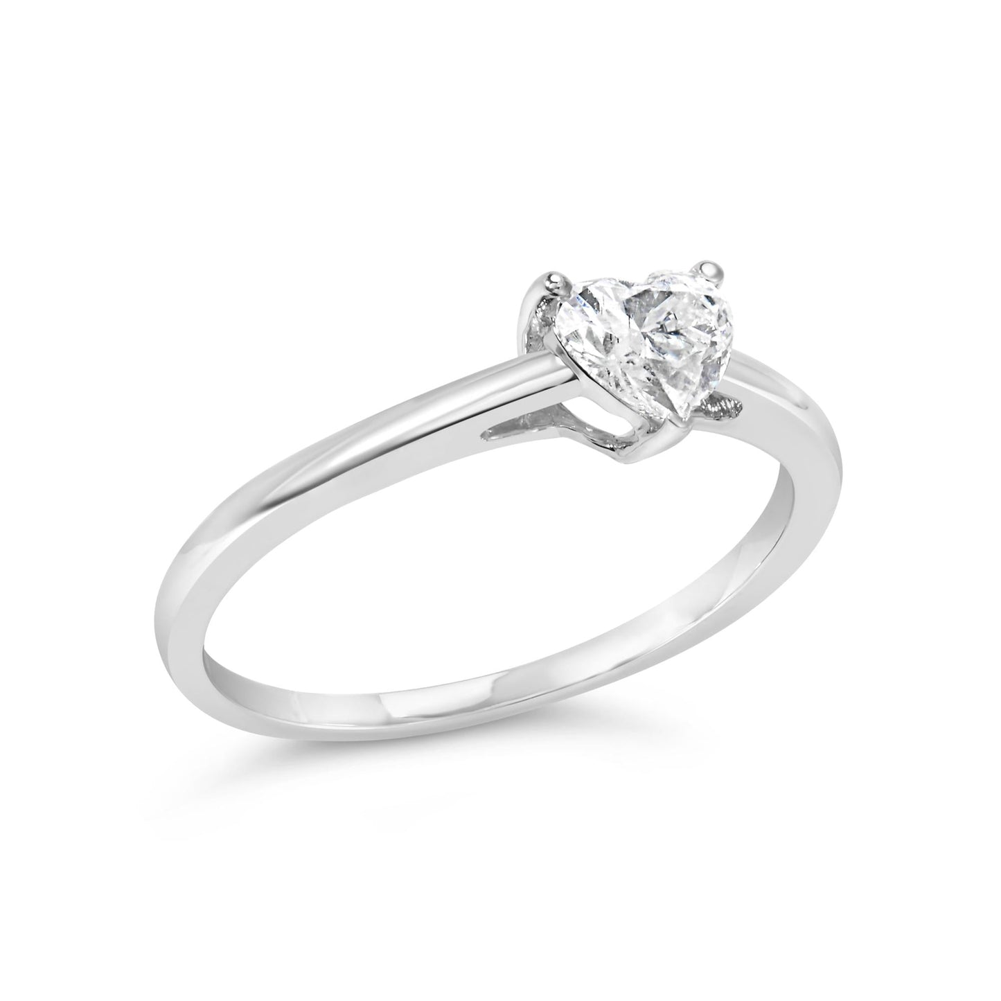 14K White Gold 1/2 Cttw Heart Cut Lab Grown Diamond Solitaire Engagement Ring (F-G Color, VS1-VS2 Clarity) - Size 7-2