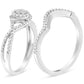 .925 Sterling Silver 1/6 Cttw Diamond Composite Halo and Split Shank Bridal Set Ring and Band  (I-J Color, I3 Clarity)-2