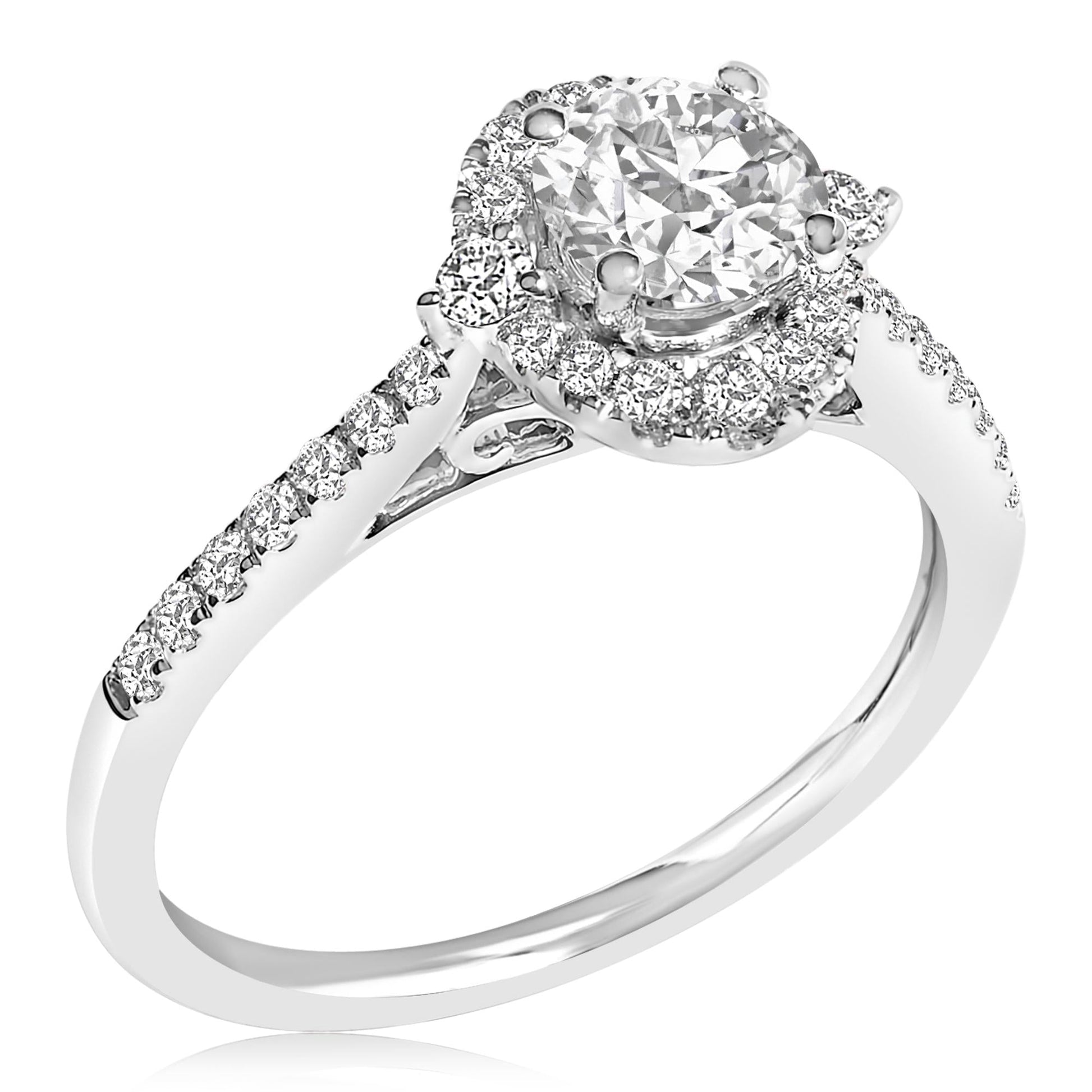 14K White Gold 1.00 Cttw Lab-Grown Diamond Oval Shaped Halo Engagement Ring (F-G Color, VS1-VS2 Clarity)-2