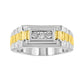 10K Yellow Gold Plated .925 Sterling Silver Diamond Accent Miracle-Set 3 Stone Ridged Band Gentlemen's Fashion Ring (I-J Color, I2-I3 Clarity)-2