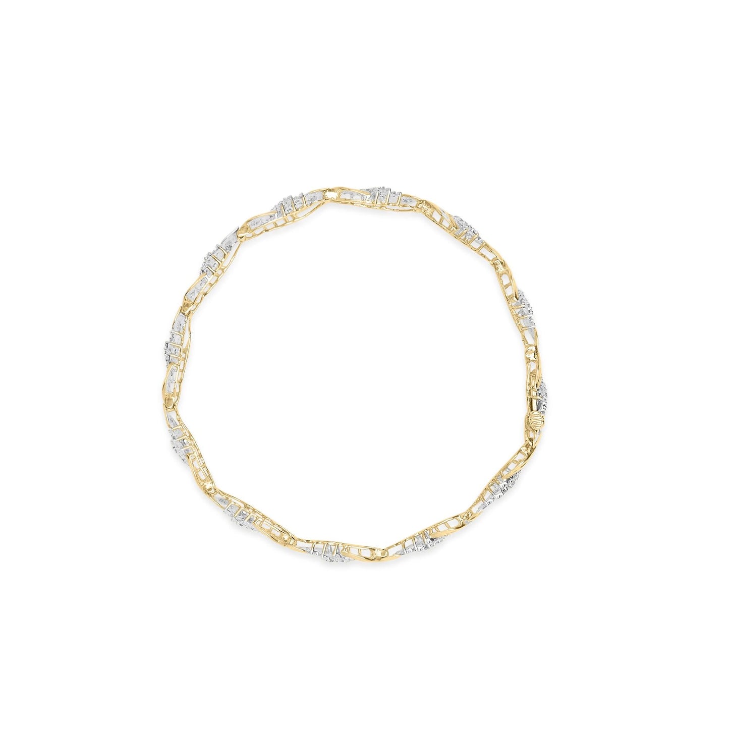 10K Yellow Gold 1.00 Cttw Diamond Wave Cluster Link Bracelet (J-K Color, SI1-SI2 Clarity) - 7" Inches-2