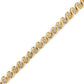 10K Yellow Gold over .925 Sterling Silver 1.0 Cttw Round Miracle-Set Diamond 7" Tennis Bracelet (I-J Color, I3 Clarity)