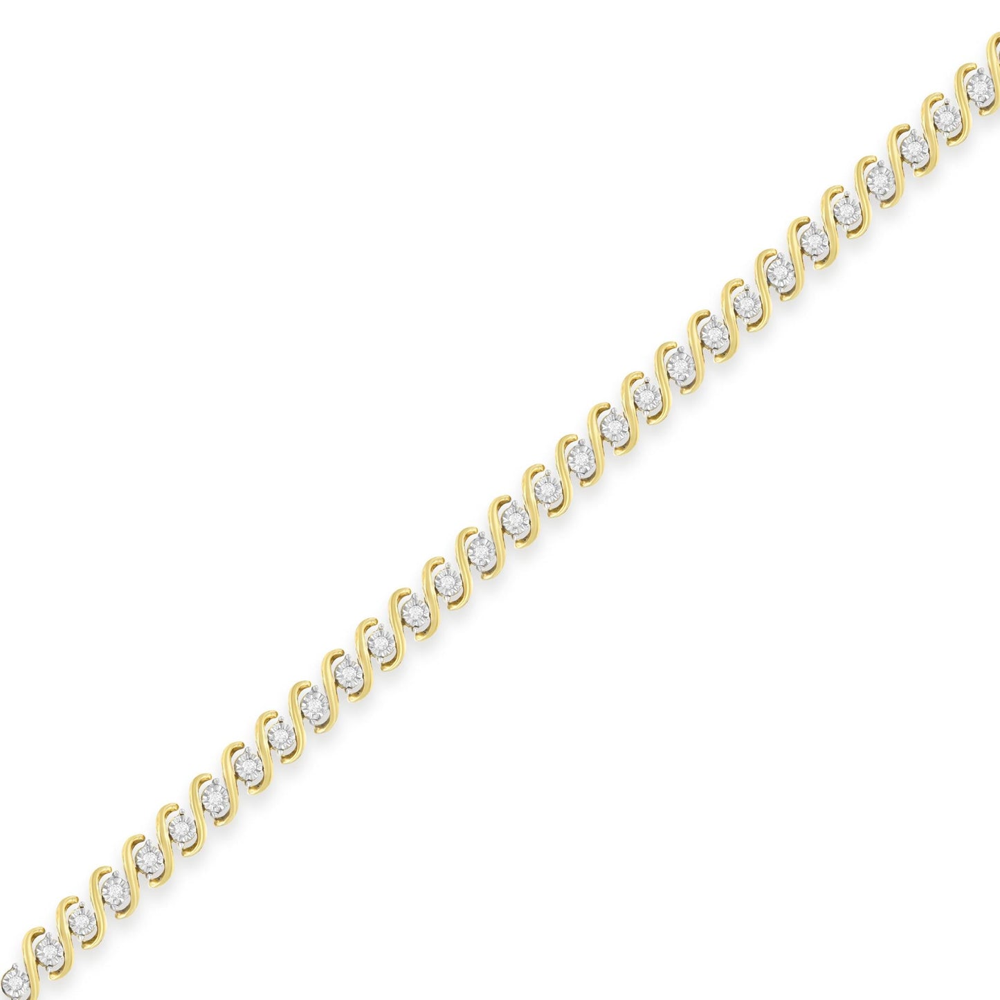 Yellow Plated Sterling Silver Round-Cut Diamond Bracelet (0.5 cttw, H-I Color, I2-I3 Clarity)-2