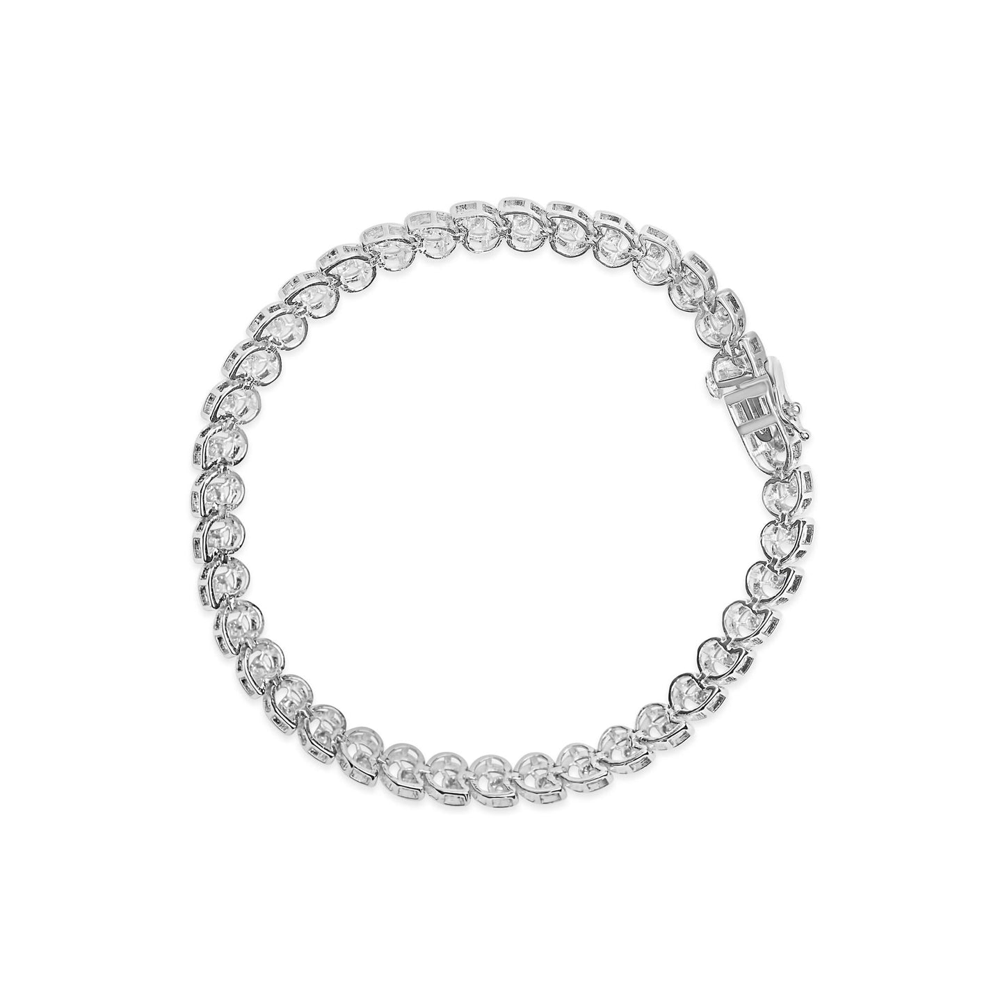 .925 Sterling Silver 1/4 Cttw Diamond "C" Link Bracelet (I-J Color, I2-I3 Clarity) - 7.25" Inches-2