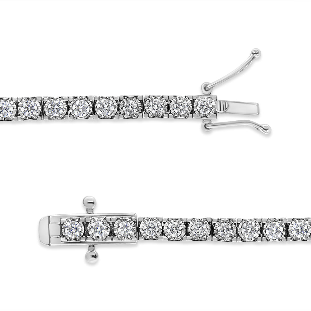 14K White Gold 2.0 Cttw Miracle Set Round-Cut Lab Grown Diamond Illusion 7" Tennis Bracelet (F-G Color, VS2-SI1 Clarity)-2