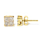 14K Yellow Gold 3/4 Cttw Invisible Set Princess-Cut Diamond 4 Stone Square Stud Earrings (J-K Color, SI2-I1 Clarity)