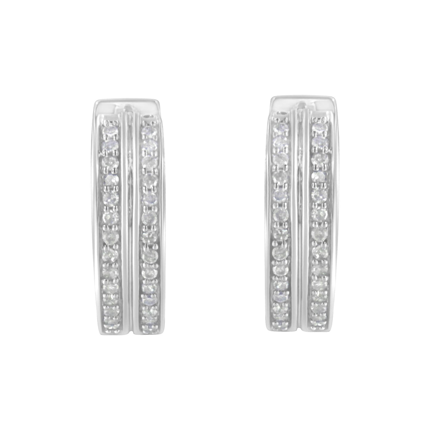 10K White Gold Diamond Hoop Earring (1/2 cttw, I-J Color, I2-I3 Clarity)-2