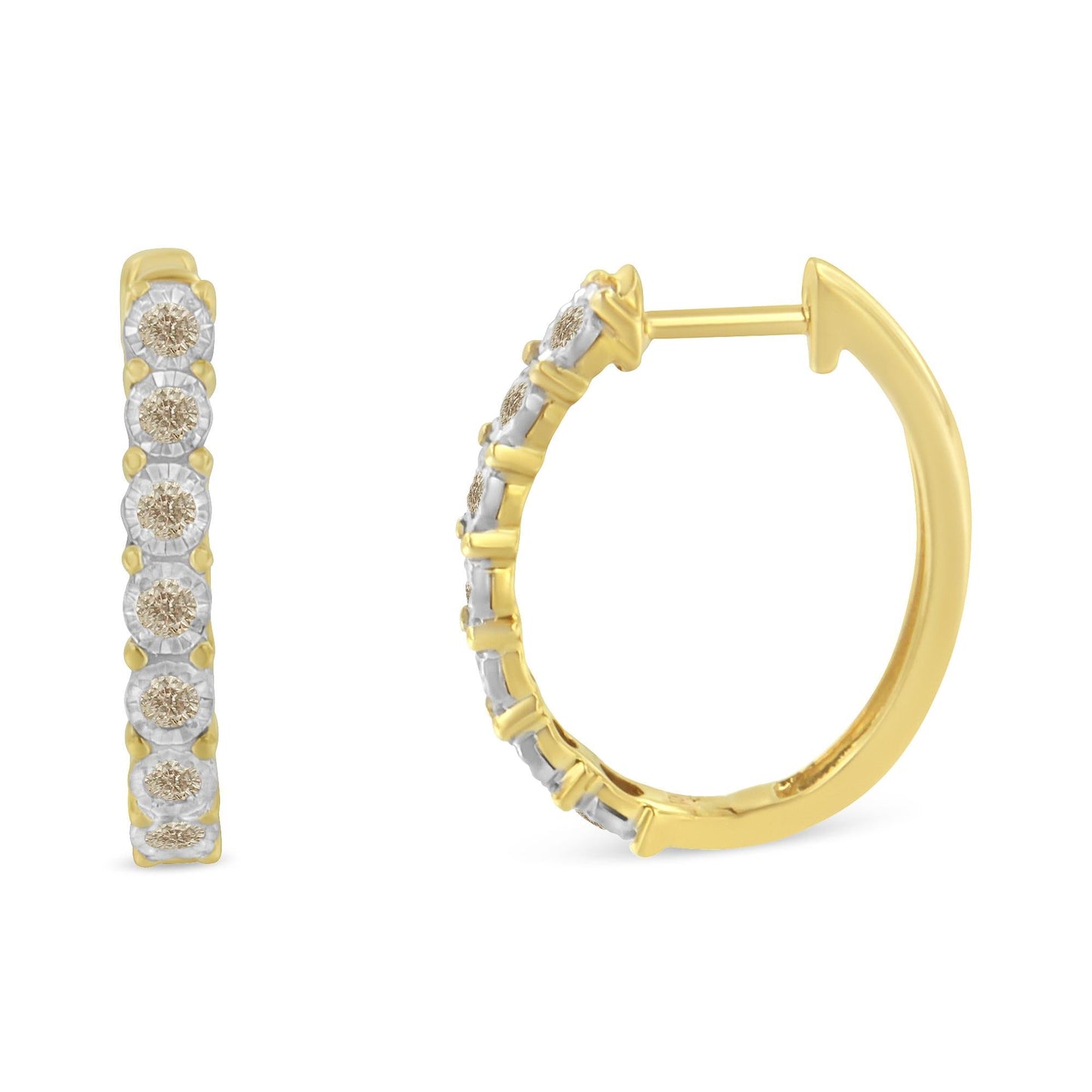 10KT Two-Toned Gold Diamond Hoop Earring (1/2 cttw, J-K Color, I2-I3 Clarity)-2