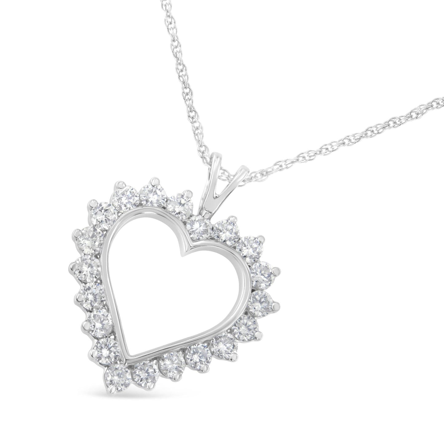 .925 Sterling Silver 1 cttw Diamond Love Heart Pendant Necklace (H-I, I1-I2)