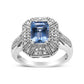 .925 Sterling Silver Diamond Accent and 8X6 mm Emerald-Shape Blue Topaz Ring (I-J Color, I2-I3 Clarity)-2