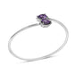 .925 Sterling Silver 8 x 5.5mm Pear Shape Amethyst  and Diamond Accent Halo Bypass Bangle Bracelet (H-I Color, SI1-SI2 Clarity)  - Fits up to 7" Inches-2