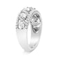 14K White Gold 1 1/4 Cttw Oval and Round Diamond Openwork Anniversary Ring ( H-I Color, I1-I2 Clarity)