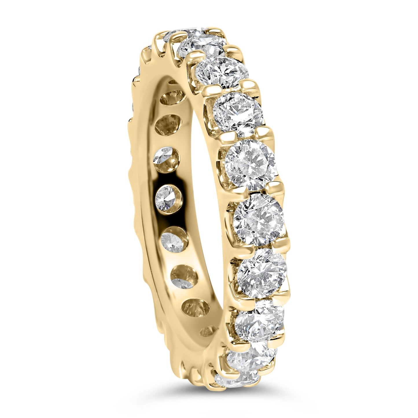 14K Yellow Gold Shared Prong Set Round Diamond Eternity Band Ring (G-H Color, SI1-SI2 Clarity)