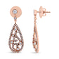 18K Rose Gold 1 1/4 Cttw Diamond Teardrop Shaped Drop and Dangle Screw Back Stud Earring (F-G Color, VS1-VS2 Clarity)