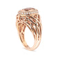 14K Rose Gold Oval Cut Light Pink Morganite and 3/8 Cttw Diamonds Halo and Basket Weave Cocktail Ring (G-H Color, SI1-SI2 Clarity) - Size 7-2