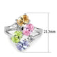 Jean Cocktail Ring - Rhodium Brass, AAA CZ , Multi Color - 3W1474-1