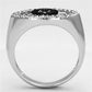 3W470 - Rhodium + Ruthenium Brass Ring with AAA Grade CZ  in Black Diamond-2