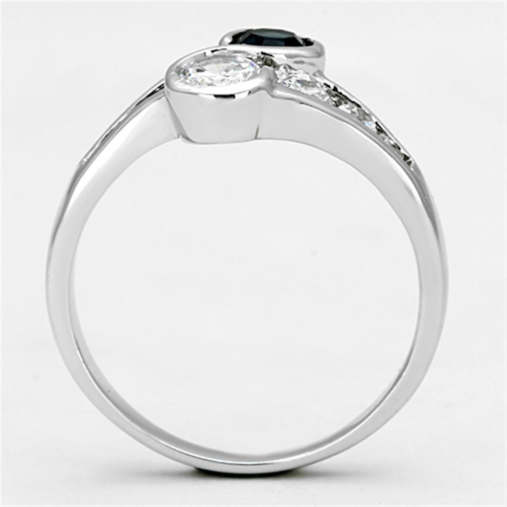 3W494 - Rhodium Brass Ring with Synthetic Synthetic Glass in Sapphire-2