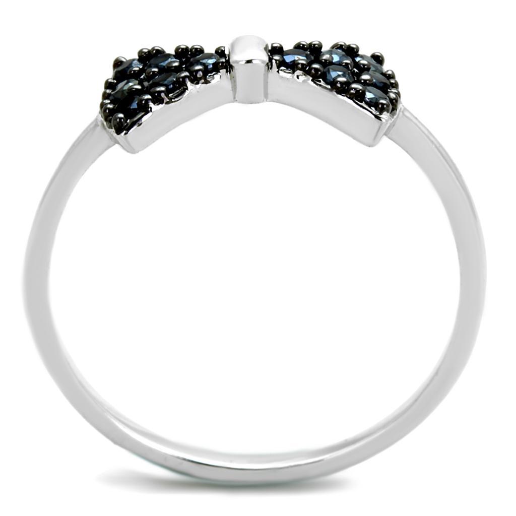 3W856 - Rhodium + Ruthenium Brass Ring with AAA Grade CZ  in Black Diamond-2