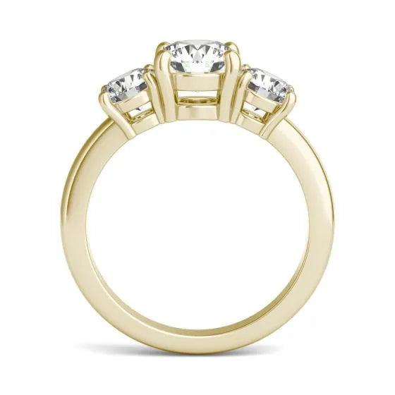 2 CTW AGI Certified Lab Grown Diamond (G-VS) Three Stone Engagement Ring in Choice of 14K Yellow or 14k White Gold-4