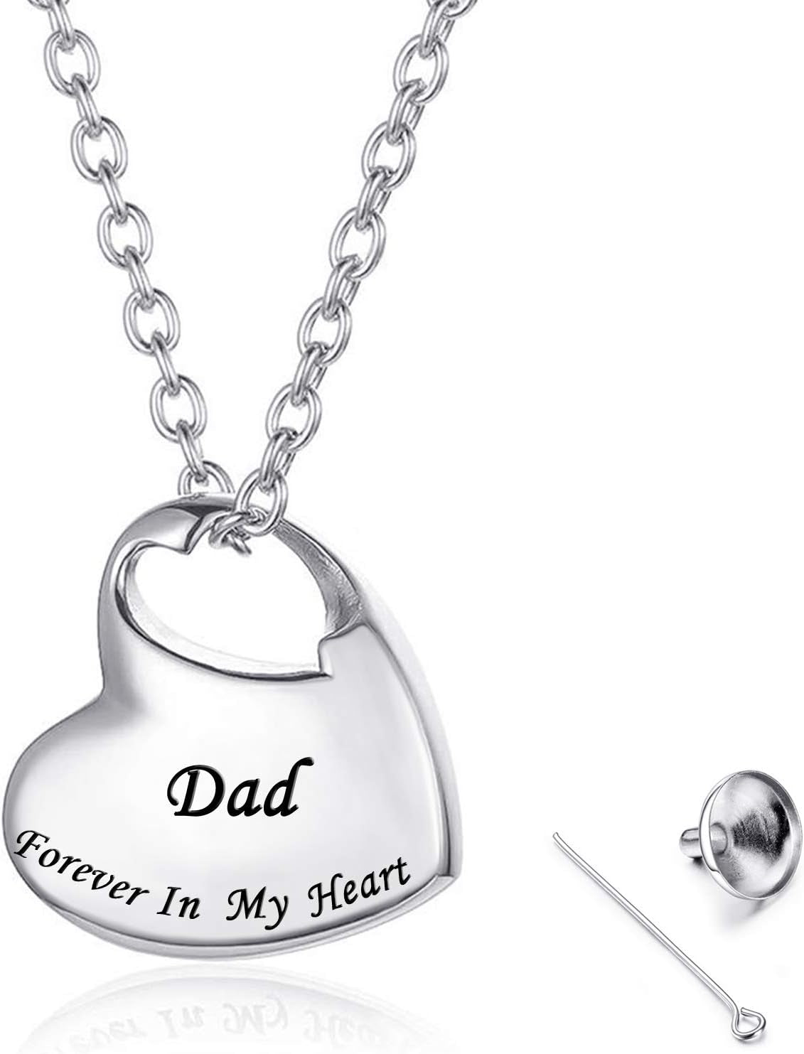 Forever in My Heart Cremation Jewelry Love Heart Urn Necklaces for Ashes Stainless Steel Pendant Keepsake Ashes Jewelry