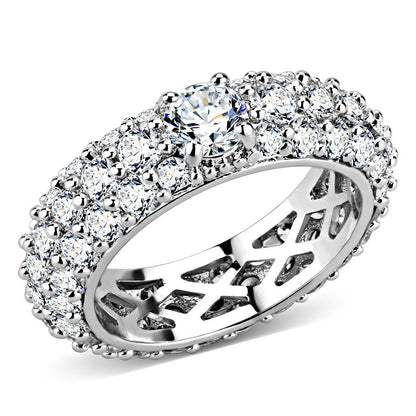 3W1534 - Rhodium Brass Ring with AAA Grade CZ  in Clear-0