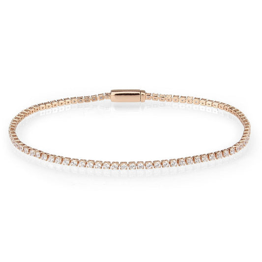 3W1681 - Rose Gold Brass Bracelet with AAA Grade CZ in Clear-0