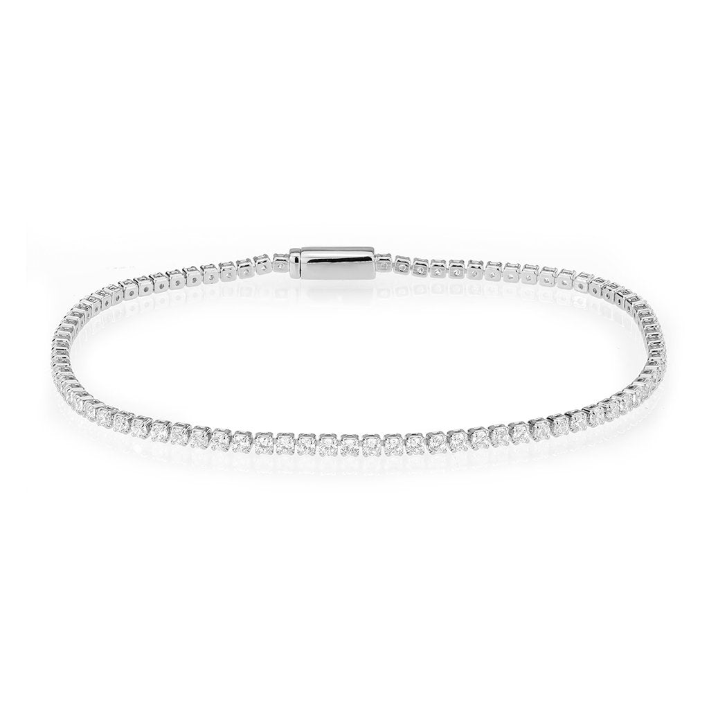 3W1682 - Rhodium Brass Bracelet with AAA Grade CZ in Clear-0