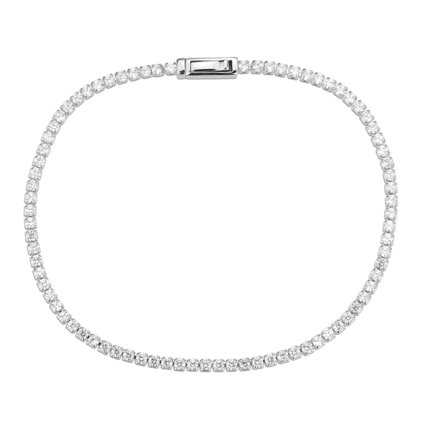 3W1682 - Rhodium Brass Bracelet with AAA Grade CZ in Clear-2