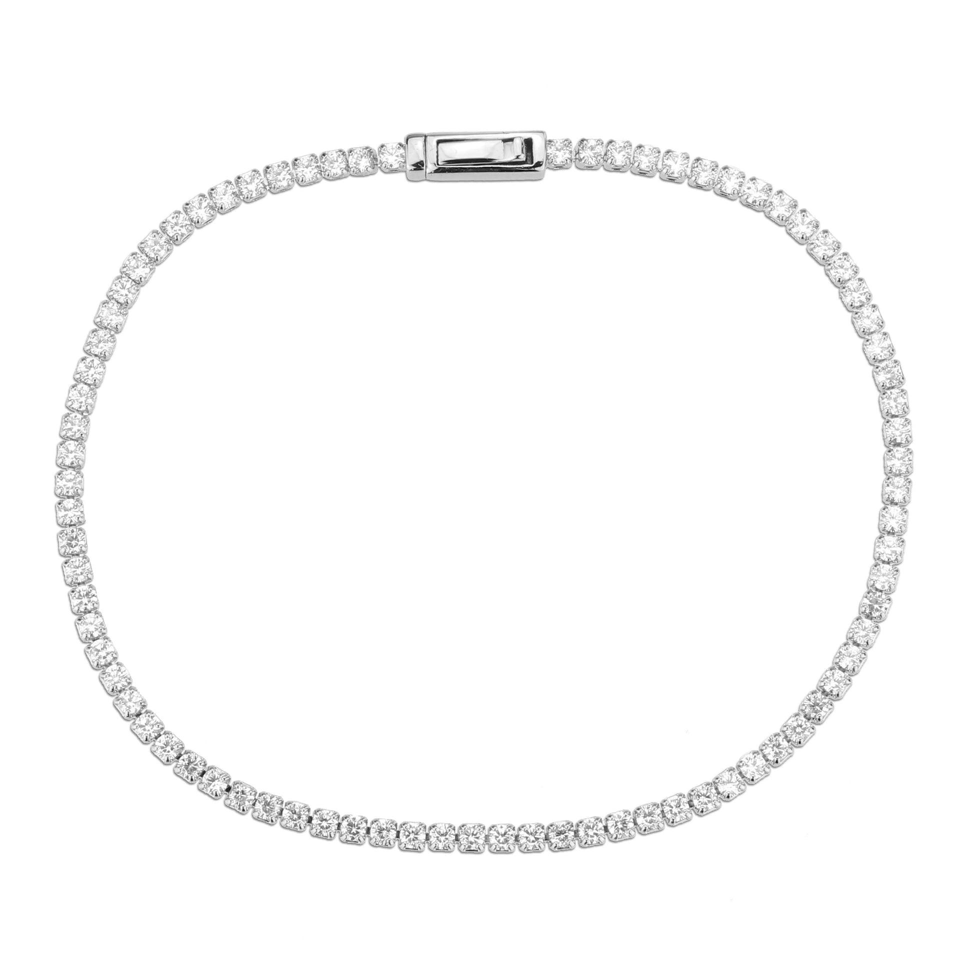 3W1682 - Rhodium Brass Bracelet with AAA Grade CZ in Clear-2