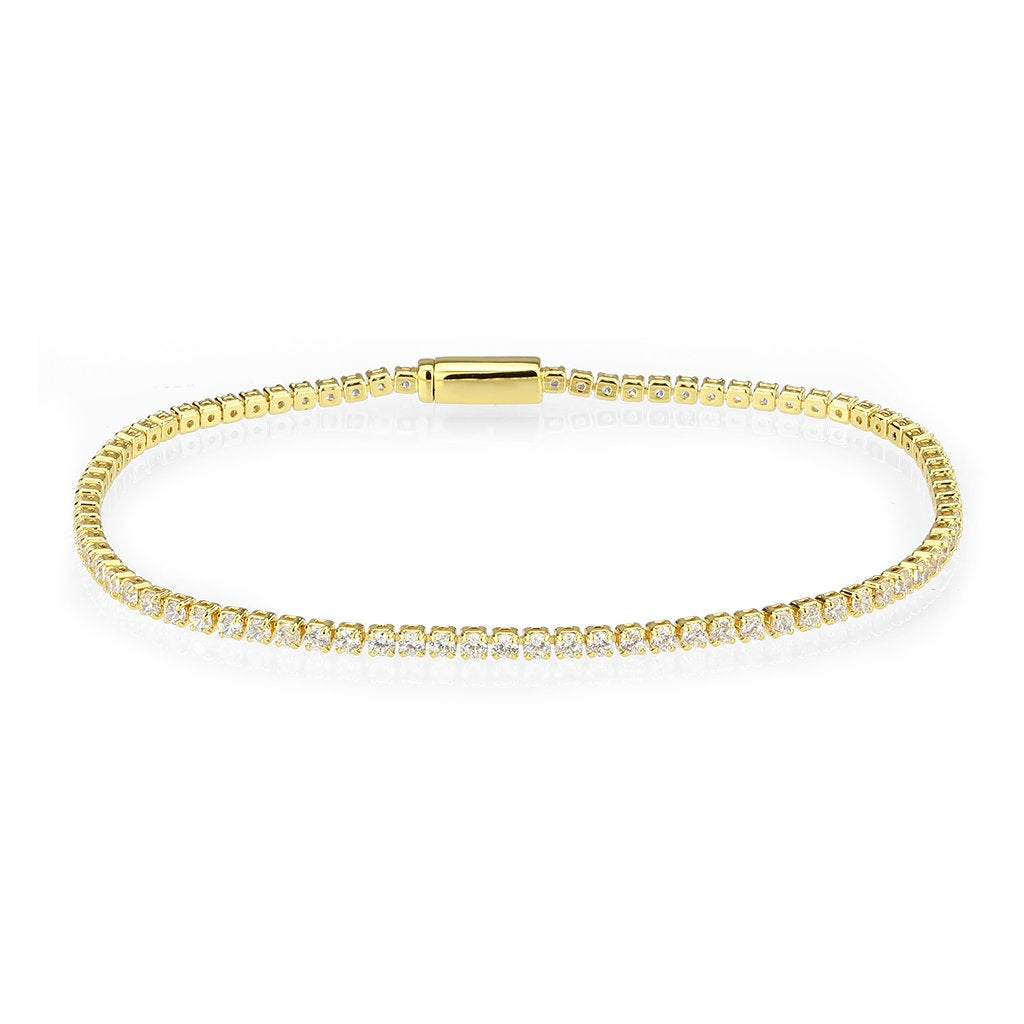 3W1683 - Gold Brass Bracelet with AAA Grade CZ in Clear-0