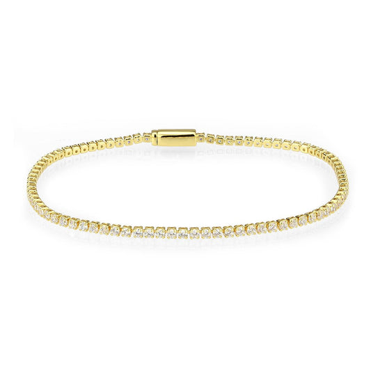 3W1683 - Gold Brass Bracelet with AAA Grade CZ in Clear-0