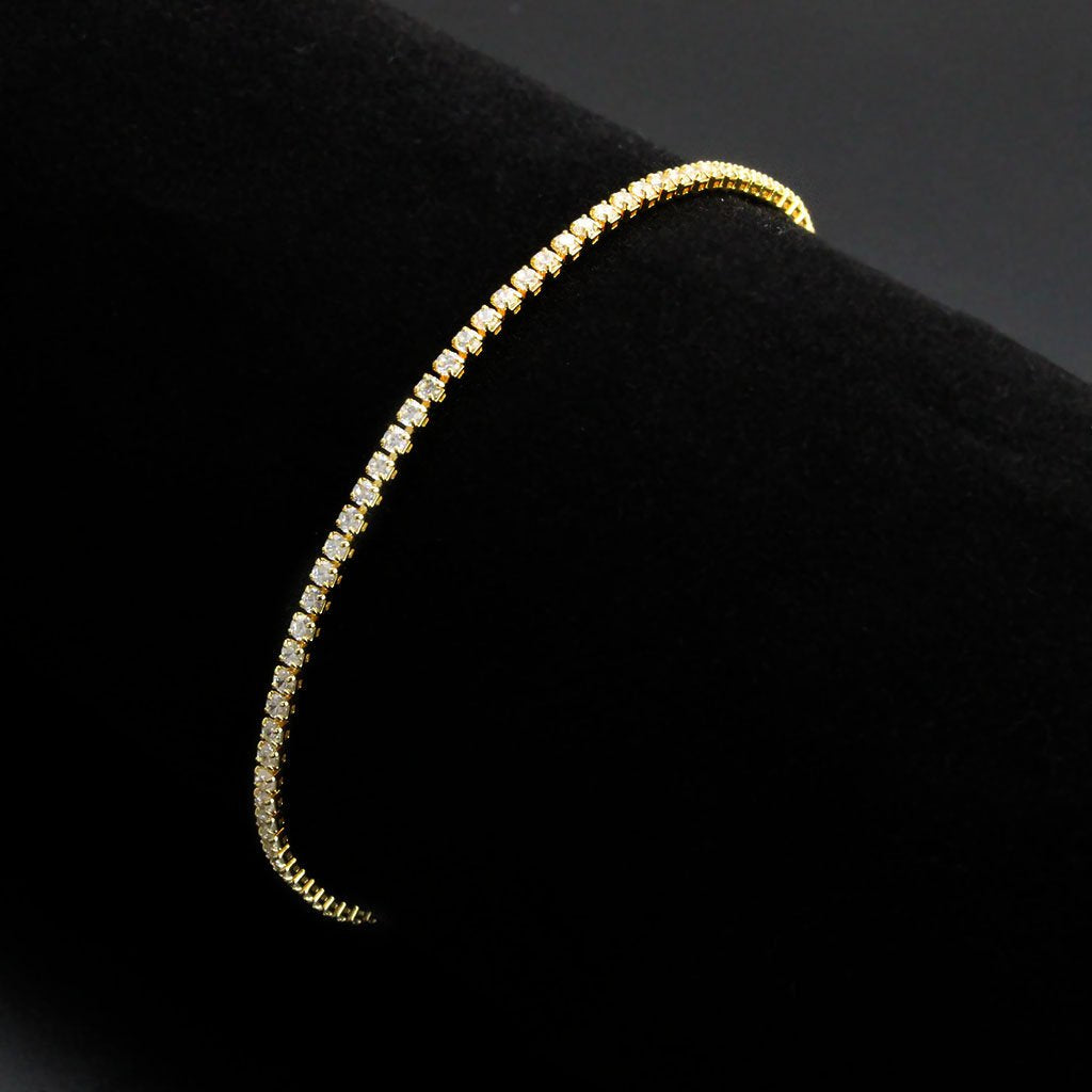 3W1683 - Gold Brass Bracelet with AAA Grade CZ in Clear-1