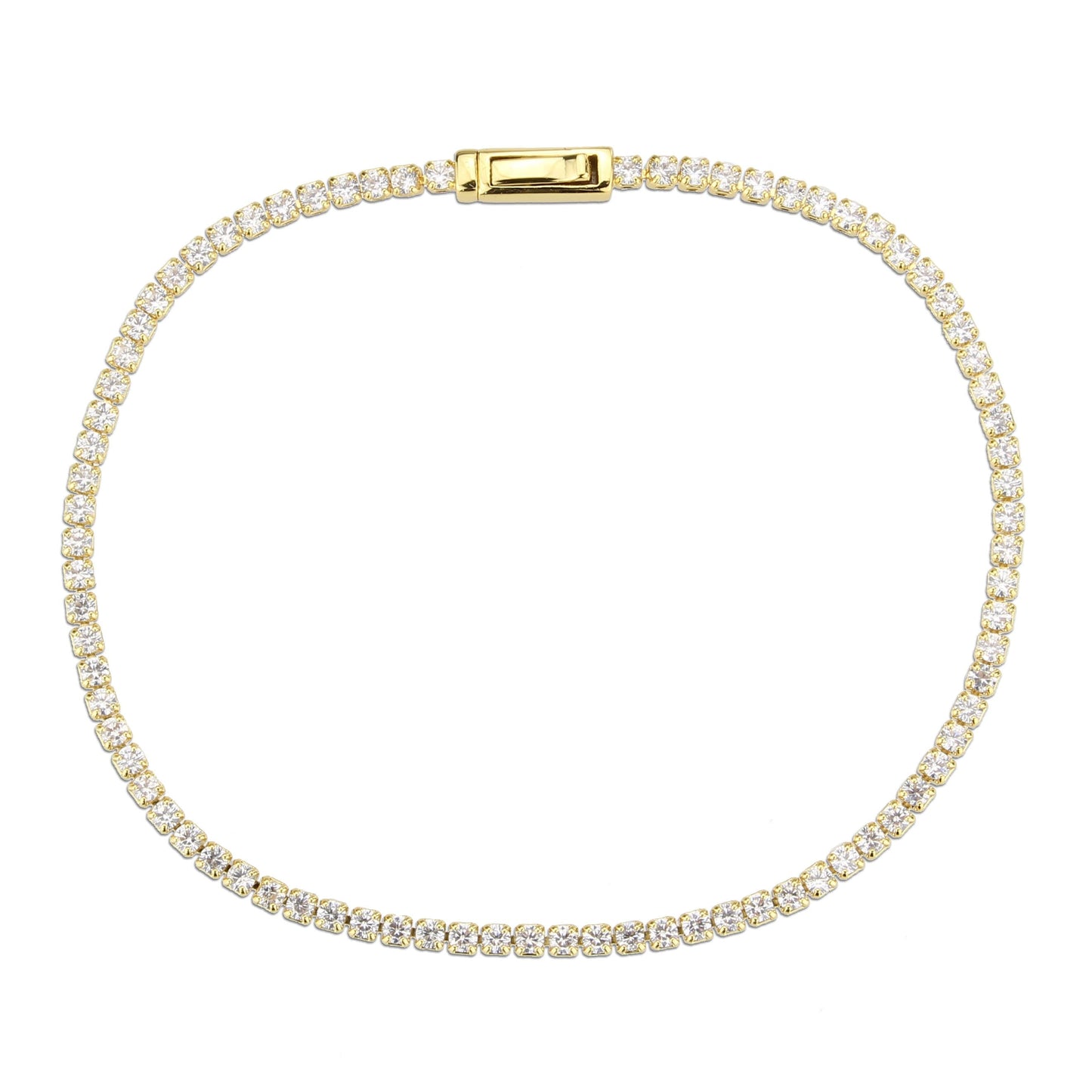 3W1683 - Gold Brass Bracelet with AAA Grade CZ in Clear-2