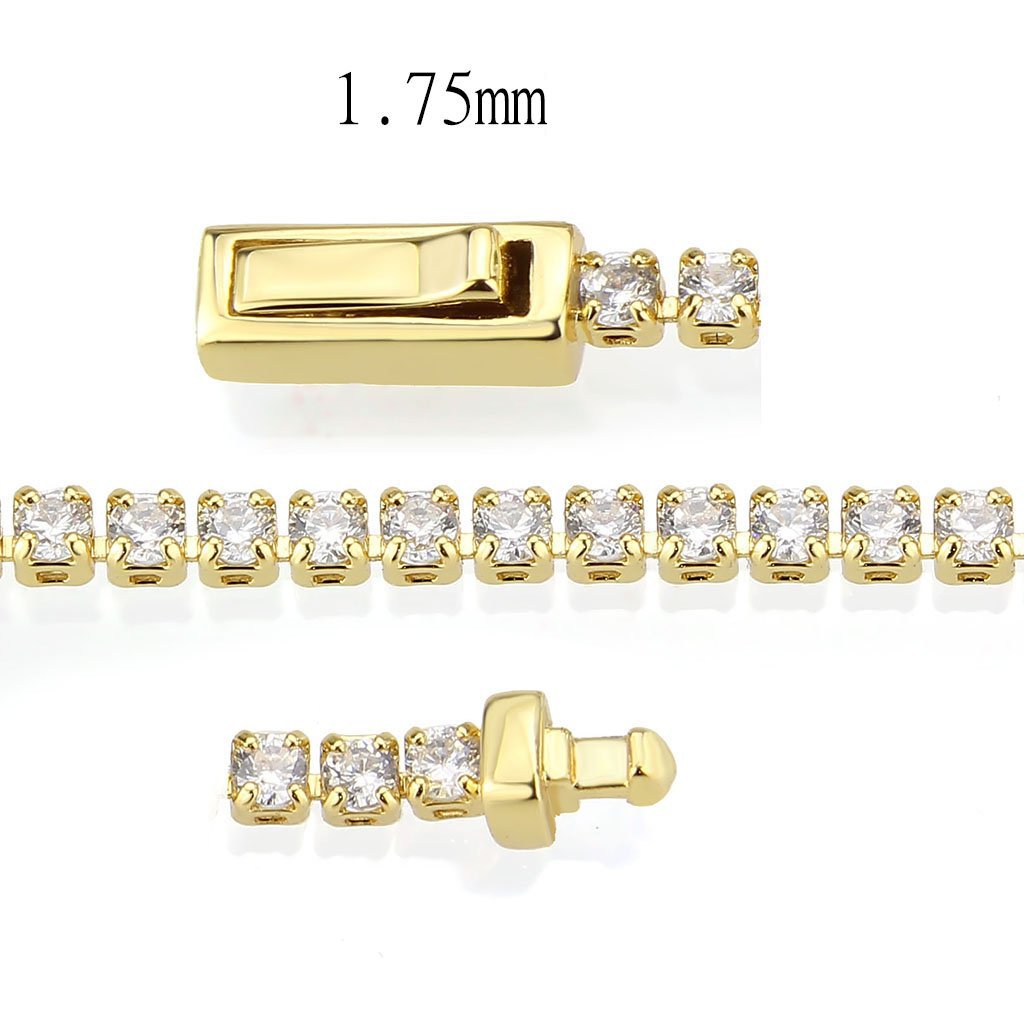 3W1683 - Gold Brass Bracelet with AAA Grade CZ in Clear-3