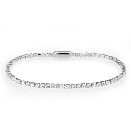 3W1685 - Rhodium Brass Bracelet with AAA Grade CZ in Clear-0