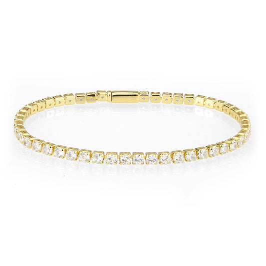 3W1692 - Gold Brass Bracelet with AAA Grade CZ in Clear-0