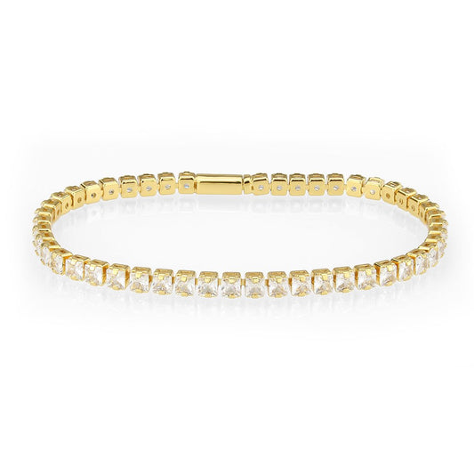 3W1695 - Gold Brass Bracelet with AAA Grade CZ in Clear-0