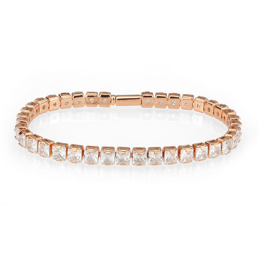 3W1699 - Rose Gold Brass Bracelet with AAA Grade CZ in Clear-0