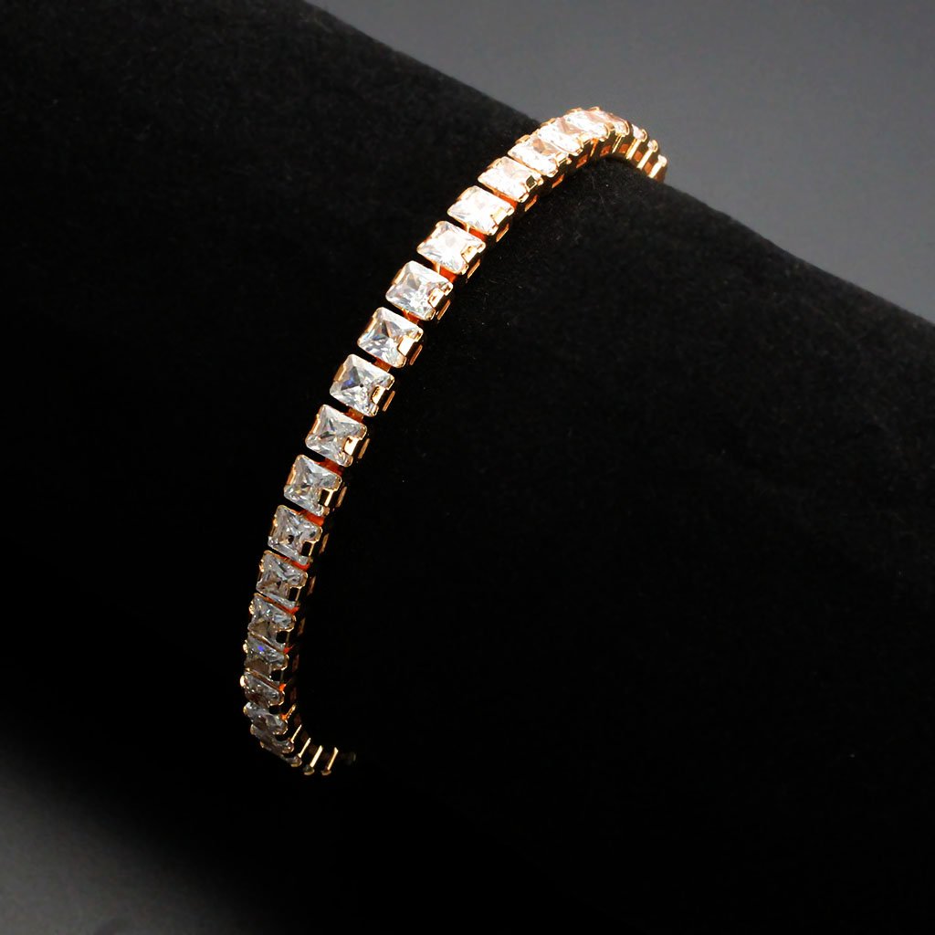 3W1699 - Rose Gold Brass Bracelet with AAA Grade CZ in Clear-1