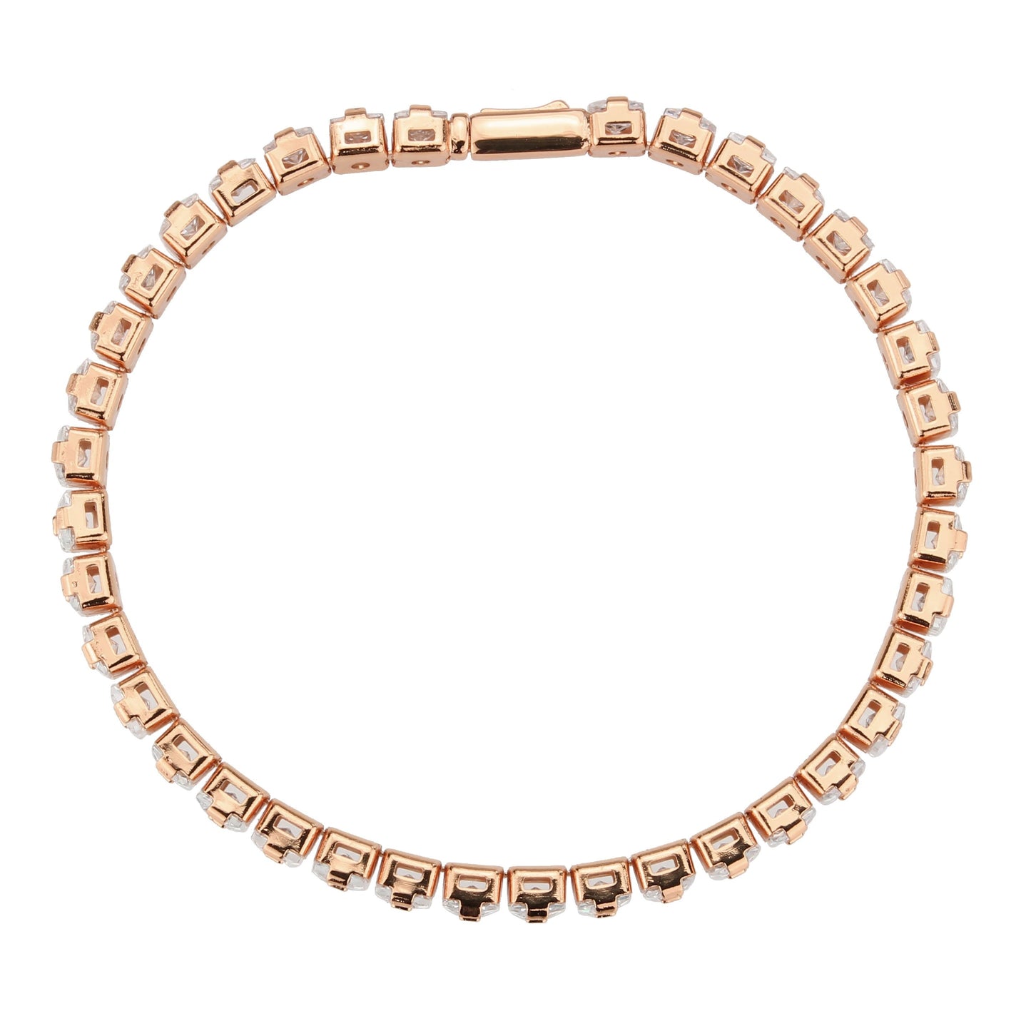 3W1699 - Rose Gold Brass Bracelet with AAA Grade CZ in Clear-4