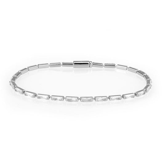 3W1706 - Rhodium Brass Bracelet with AAA Grade CZ in Clear-0