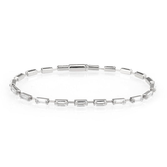 3W1709 - Rhodium Brass Bracelet with AAA Grade CZ in Clear-0